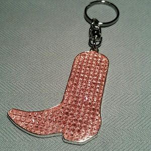 PINK GLITTERING COWBOY BOOT KEYCHAIN! NEW!